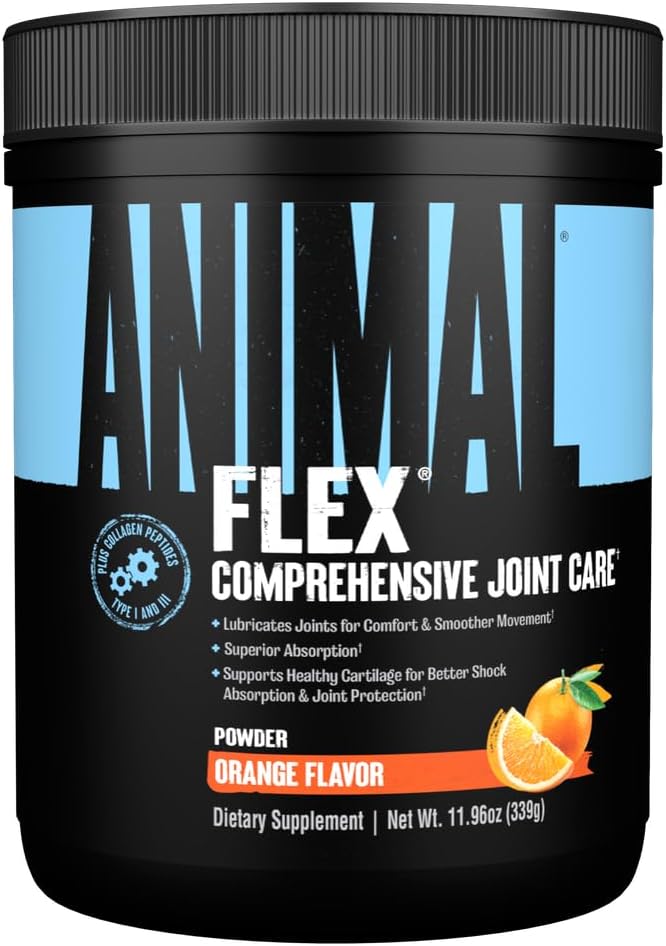 Orange Flavored Animal Flex Powder - Joint Support Supplement with Turmeric, Glucosamine, Chondroitin, MSM, Collagen, Boswellia - Pain Relief, Muscle Repair, 30 Scoops - Espot.com.au