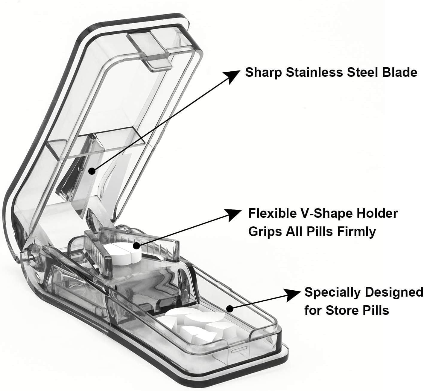 johnbee-pill-cutter-with-shield-keychain-holder---best-for-smalllarge-pills-vitamins---usa-designed-splitter-gray-4