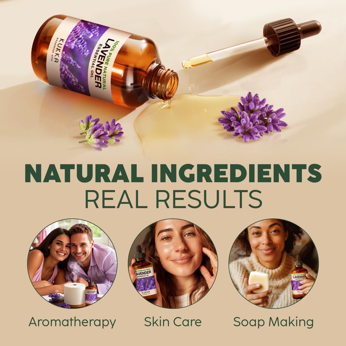 4oz KUKKA Lavender Essential Oil for Skin & Hair - 100% Pure Natural Oil for Diffuser, Aromatherapy, DIY Soap Making - Calming Relaxation & Body Scent - Espot.com.au