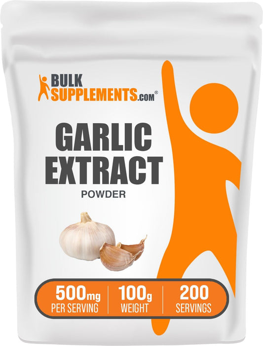 Garlic Extract Powder Supplement - Herbal Allium Sativum, Gluten-Free, 500mg per Serving - 100g (3.5 oz) - BulkSupplements - Espot.com.au