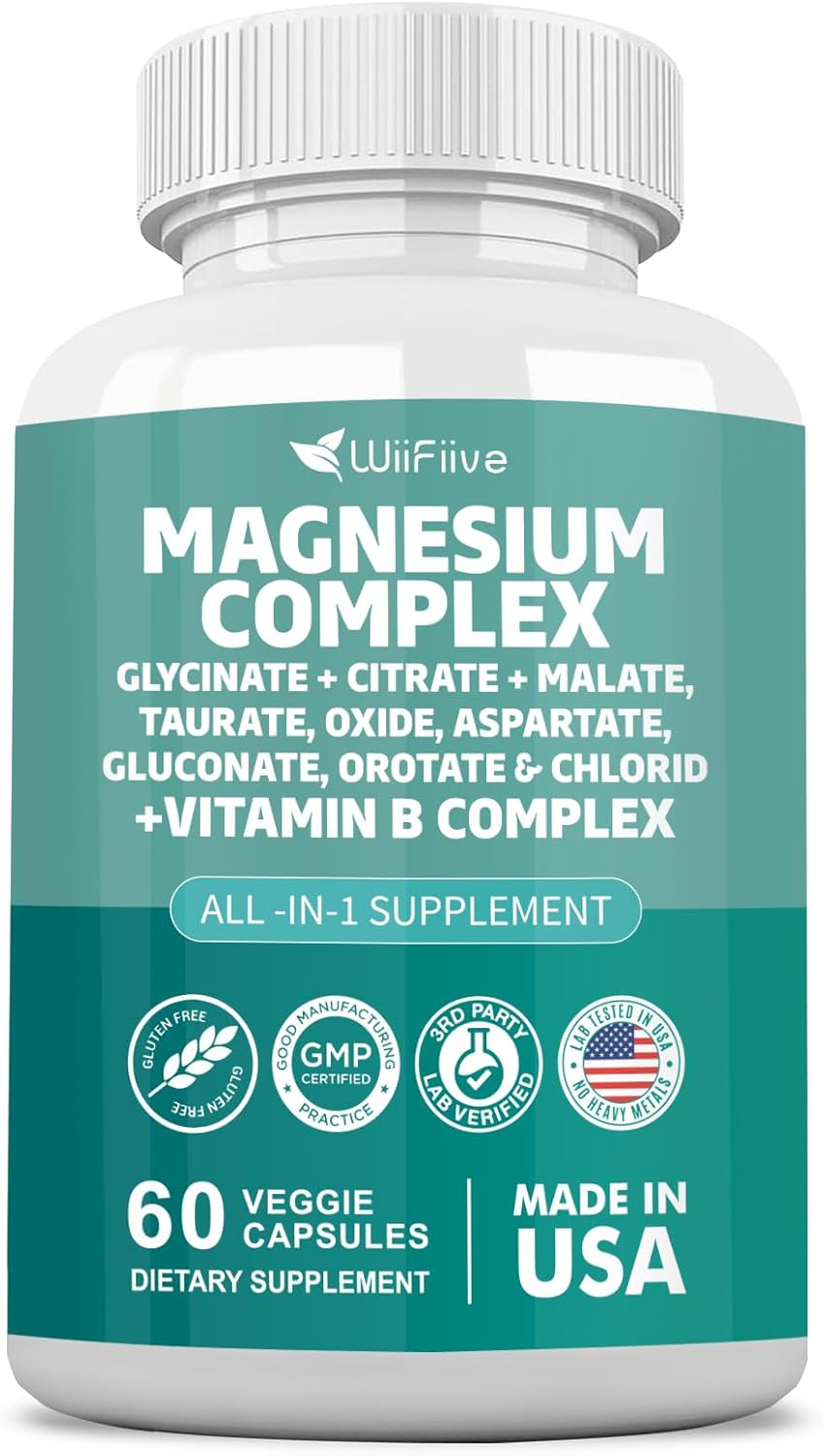 wiifiive-magnesium-complex-supplement-with-vitamin-b-for-max-absorption---gluten-free-and-non-gmo---141mg-clycinate-228mg-oxide-585mg-malate-624mg-citrate---includes-orotate-glycina-taurate-chloride-aspartate-gluconate-1