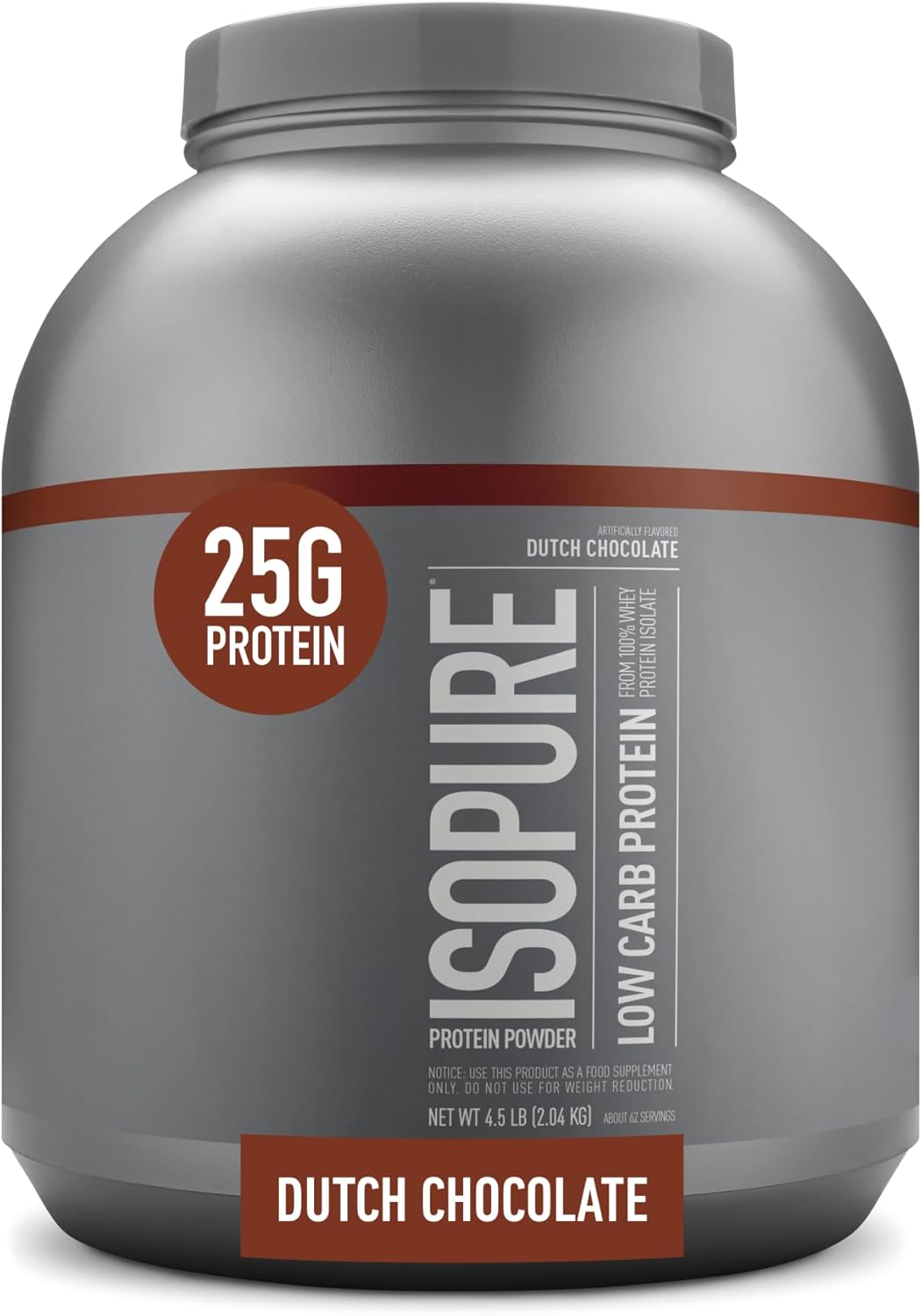 Isopure Low Carb Whey Isolate Protein Powder - Dutch Chocolate Flavor, 25g Protein, 4.5 Lbs - Gluten & Lactose Free with Vitamins - 62 Servings - Espot.com.au