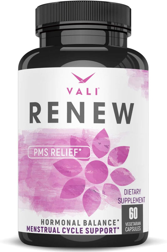 VALI Renew PMS Relief Supplement - Herbal Formula for Women's Menstrual Cycle Support - 60 Veggie Capsules for Cramps, Mood & Hormone Balance - Espot.com.au