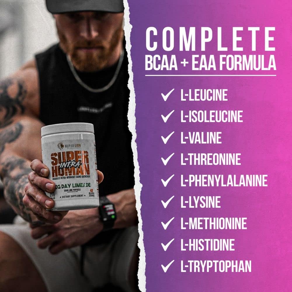 Superhuman Intra Workout Powder with Amino Acids, BCAA, Electrolytes & Hydration Mix - Watermelon Grape Candy Flavor for Muscle Recovery (42 Servings) - Espot.com.au