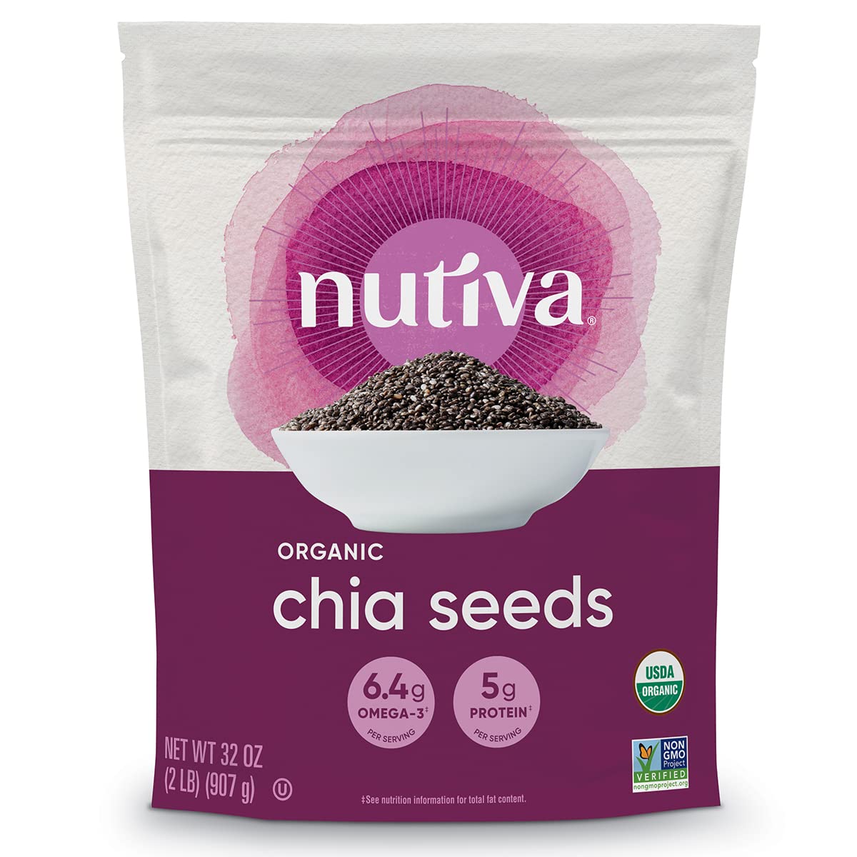 Organic Raw Black Chia Seeds 32 Oz - USDA Organic, Non-GMO, Whole 30 Approved - Vegan & Keto-Friendly - Nutrient-Dense Superfood for Salads, Yogurt, Smoothies - High Protein & Fiber Content - Espot.com.au