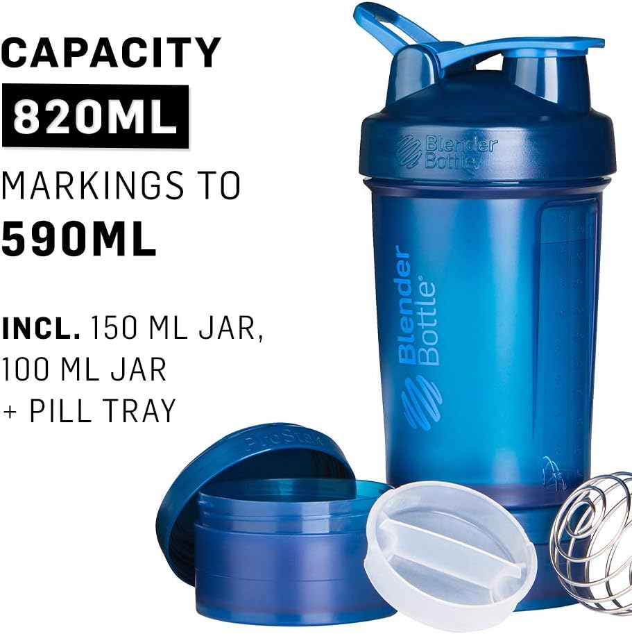 prostak-system-shaker-bottle-with-pill-organizer-22-ounce-navy---blender-bottle-for-protein-powder-storage-5