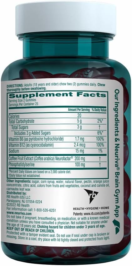 Neuriva Plus Brain Supplement Gummies with Nootropics for Memory, Focus & Cognitive Function - Strawberry Flavor - 100 Gummies - Espot.com.au