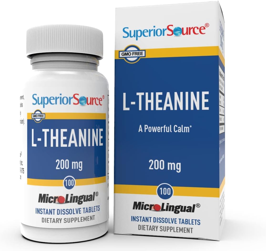 High-Quality L-Theanine 200 mg Tablets for Relaxation and Sleep Support - 100 Ct - Non-GMO - MicroLingual Instant Dissolve Technology - Espot.com.au