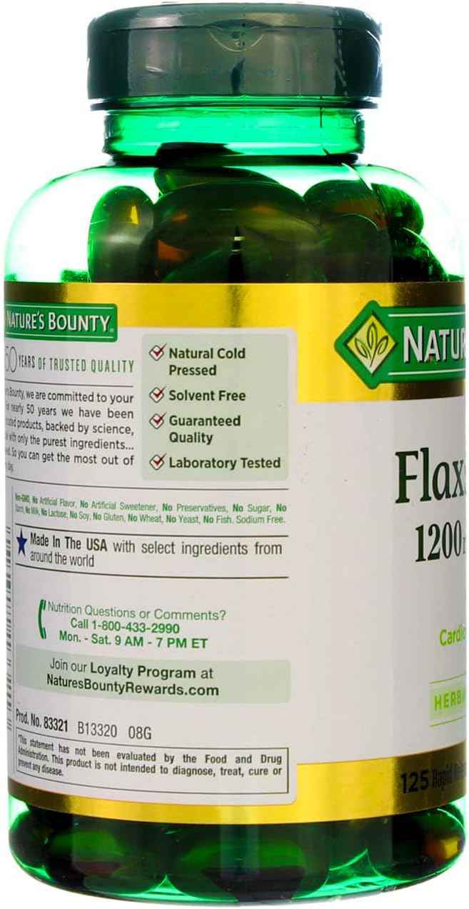 Flaxseed and Omega 3 Supplement for Heart Health - 1200mg Softgels, 125 ct by Nature's Bounty