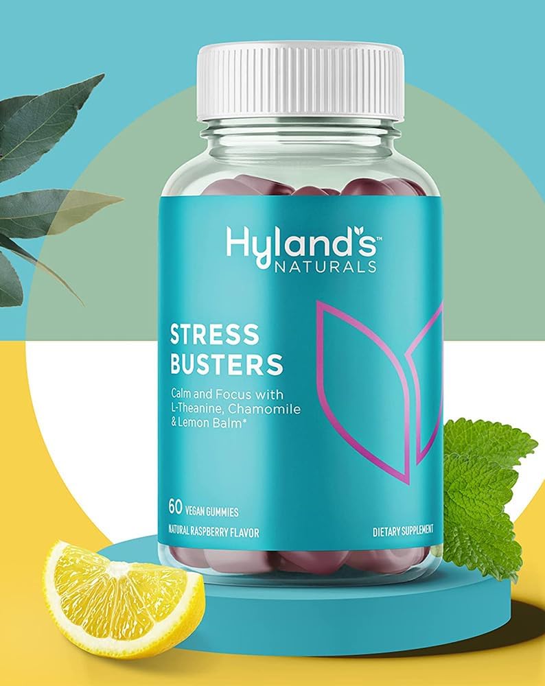 Hyland's Stress Busters Gummies - Calm and Focus Vegan Supplement with L-Theanine, Chamomile, and Lemon Balm - 60 Gummies (30 Days) - Espot.com.au