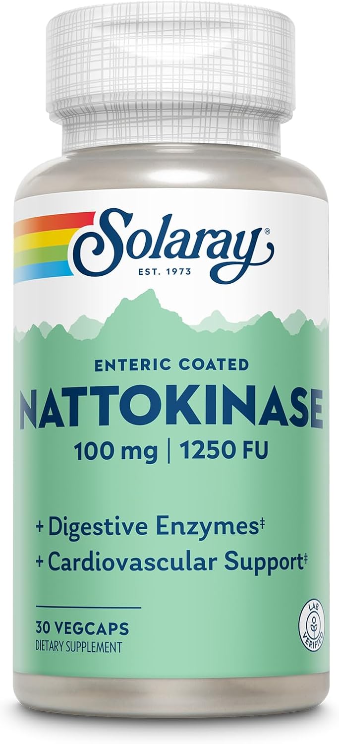 Solaray Nattokinase Supplement 100mg - 1,250 FU - Traditional Health Support - Lab Verified - 60-Day Guarantee - 30 VegCaps - Espot.com.au