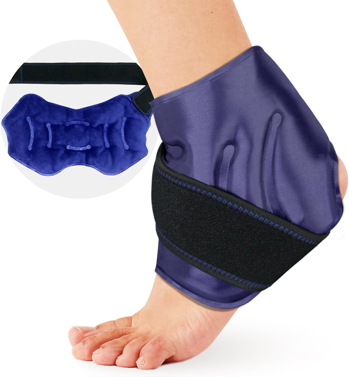 AiricePac Ankle Ice Pack Wrap - Reusable Cold Compress for Swelling, Injuries, Pain Relief - Ideal for Sprains, Achilles, Tendonitis, Plantar Fasciitis - Blue Color - Espot.com.au