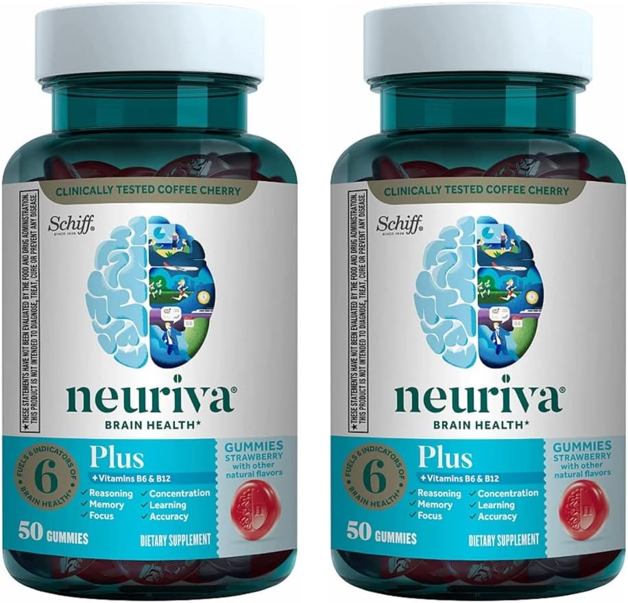 Neuriva Plus Brain Supplement Gummies with Nootropics for Memory, Focus & Cognitive Function - Strawberry Flavor - 100 Gummies - Espot.com.au