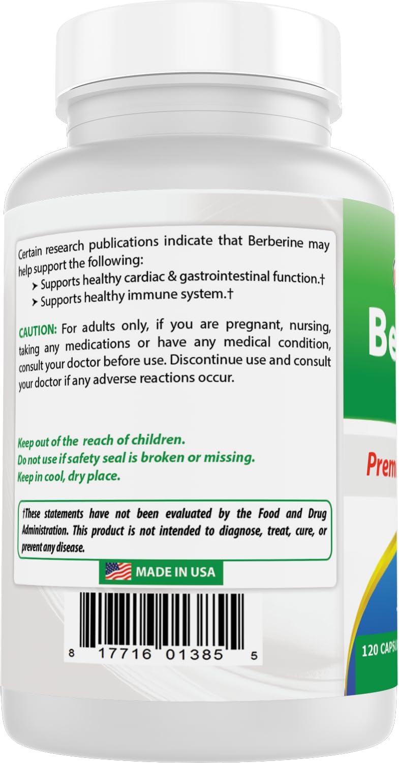 Natural Berberine Plus 1000mg - 240 Capsules for Blood Sugar Support & Heart Health - Twin Pack of 120 Count Bottles - Espot.com.au