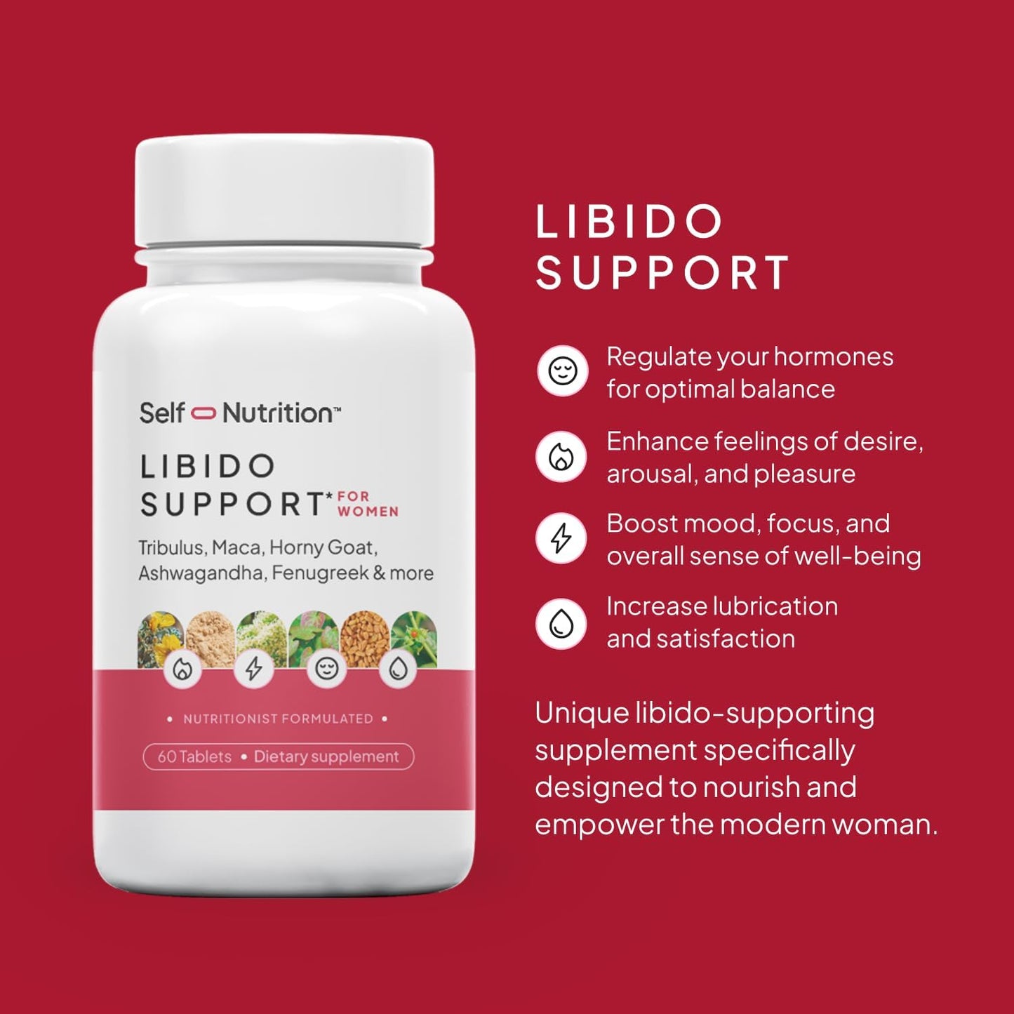 Women's Libido Support Supplement with Horny Goat Weed, Maca, Tribulus - Female Sensitivity Booster for Desire & Energy - 60 Capsules, Made in USA - Keto Friendly - Espot.com.au