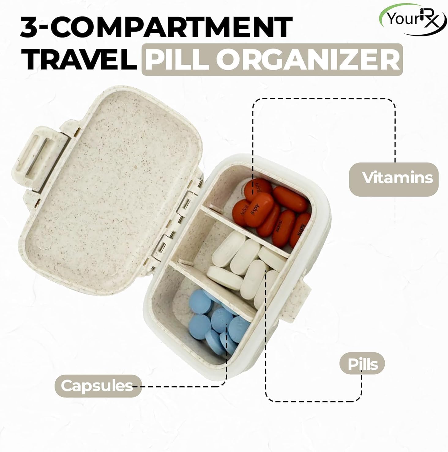 white-yourrx-travel-pill-organizer-with-3-compartments---durable-and-watertight-pill-case-for-vitamins-supplements-and-medicine---compact-travel-pill-container-for-purse-4