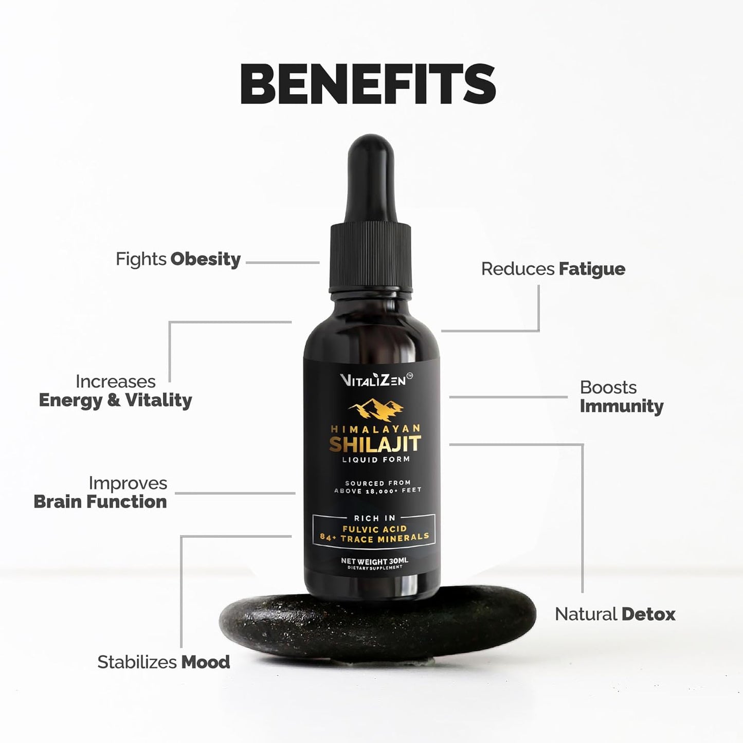 Organic Himalayan Shilajit Drops - Natural Detox & Energy Support - Liquid Drops with Fulvic Acid and Trace Minerals - 30ml - Espot.com.au