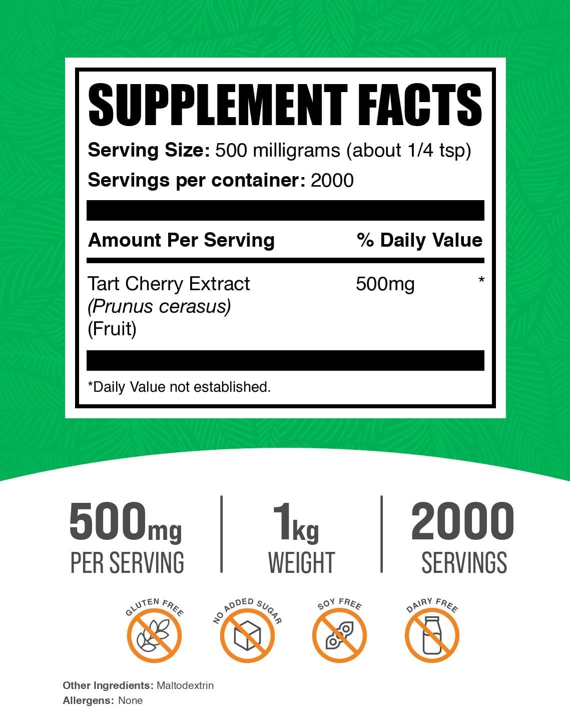 bulksupplementscom-tart-cherry-extract-powder---powerful-antioxidant-source-gluten-free-herbal-supplement-500mg-per-serving-1kg-22-lbs-pack-2