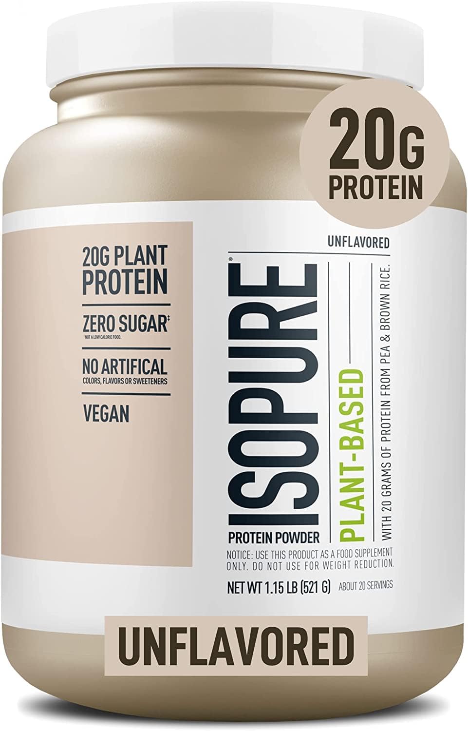 isopure-plant-based-protein-powder---lactose-gluten-free-unflavored-with-iron---20g-plant-protein-per-serving---115-lbs---20-servings---vegan-friendly-supplement-1