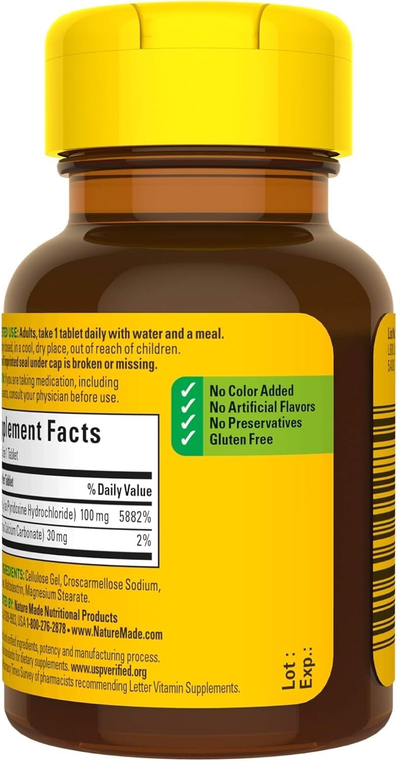 100ct Nature Made Vitamin B6 Tablets - 100mg Size - Espot.com.au