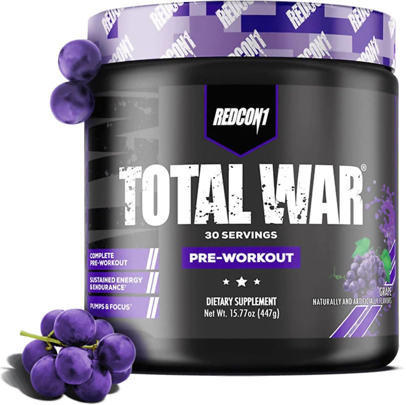 redcon1-total-war-pre-workout-powder-grape-flavor---powerful-caffeinated-preworkout-with-beta-alanine-for-men-and-women---boosts-pump-and-blood-flow-with-citrulline-malate---30-servings-1