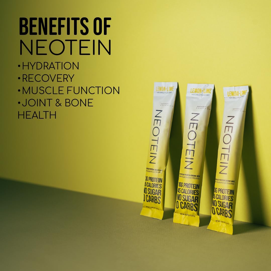 neotein-electrolyte-protein-powder-packets---hydration-with-collagen---lemon-lime-flavor-45-calories---keto-paleo-friendly---pack-of-15-3
