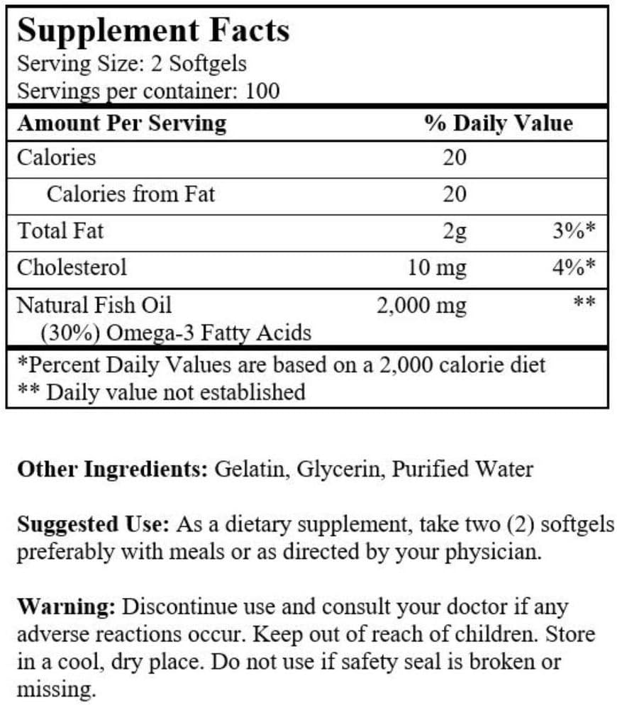 Omega 3 Fish Oil Supplement 1000mg Softgels - NCB Alaska Deep Sea, 200 Count - Espot.com.au