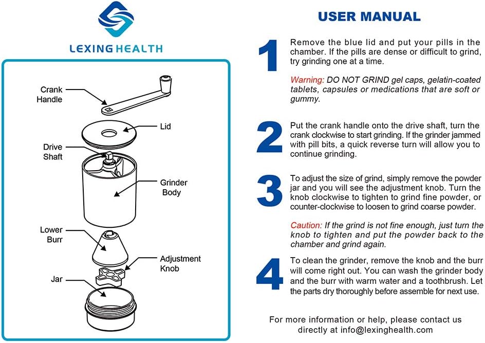 lexing-health-pill-grinder-with-extra-jar---easily-crush-multiple-tablets-into-fine-powder---ideal-for-feeding-tube-kids-pets-arthritis---pill-crusher-and-pulverizer-6