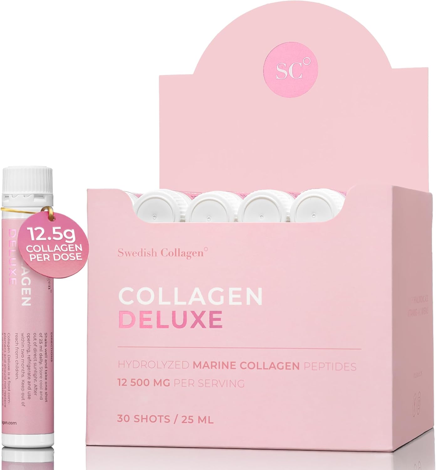 premium-swedish-collagen-liquid-supplement-12500-mg-hydrolyzed-marine-collagen-shots-hyaluronic-acid-biotin-vitamin-c-healthy-hair-skin-nails-joints-sugar-free-30-x-25-ml-shots-1