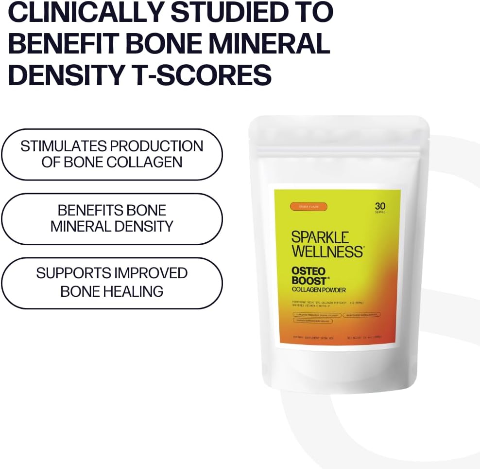 NutraC Osteo Boost Collagen Powder Supplement with Buffered Vitamin C | FORTIBONE Bioactive Collagen Peptides | Orange Flavor | 30 Servings - Espot.com.au
