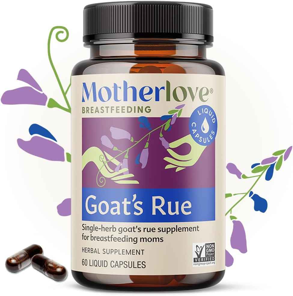 Organic Motherlove Goat’s Rue Liquid Capsules - Lactation Support for Breast Milk Supply - Non-GMO, Vegan, Kosher, Soy-Free - Breast Tissue Development Formula