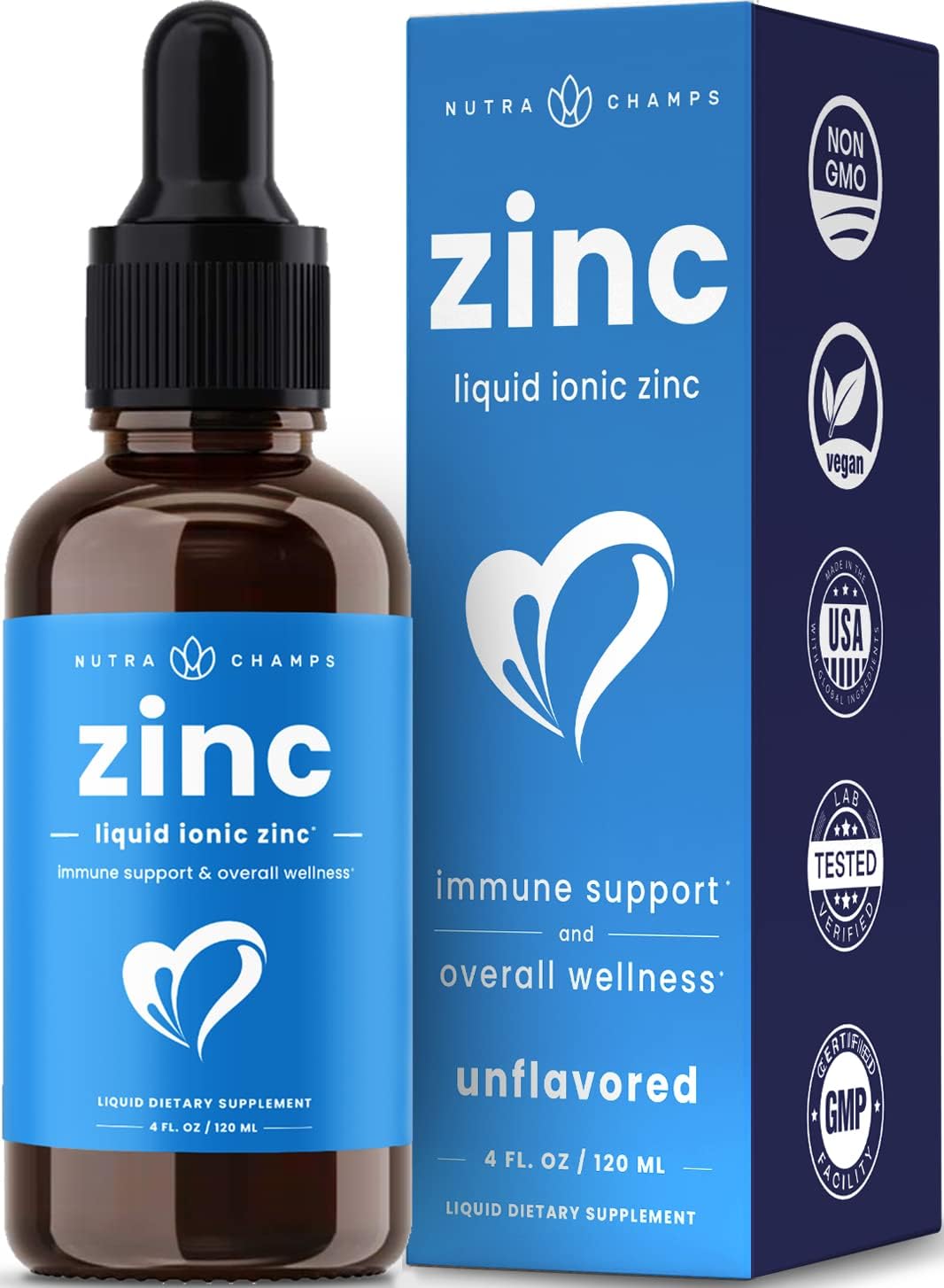 Vegan Liquid Zinc Drops with Vitamin C for Immune Support - 4 oz Sugar-Free Supplement for Kids & Adults - Espot.com.au