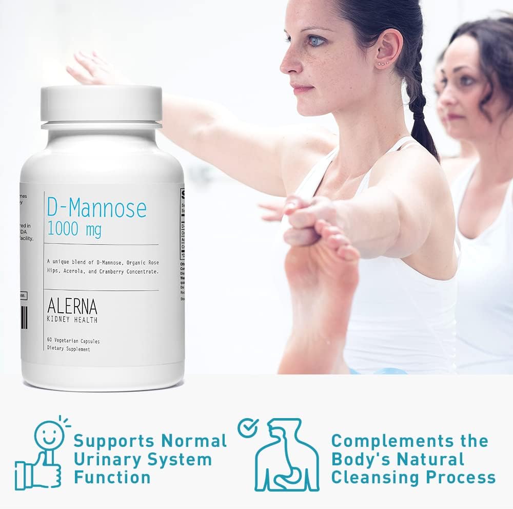 D-Mannose 1000mg with Cranberry & Rose Hips - Urinary Tract Health Support - 180 Vegetarian Capsules - Alerna Kidney Health - Espot.com.au
