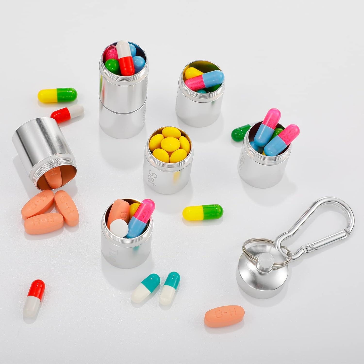 stackable-metal-pill-case-2-pack---weekly-pill-organizer-for-travel---7-day-small-pill-container---metal-pill-holder-in-black-and-silver-5