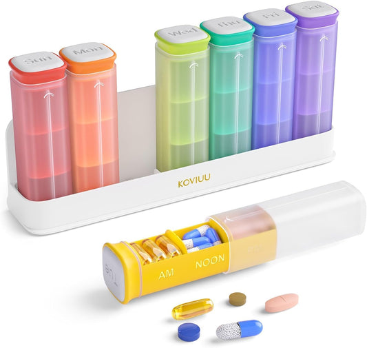 koviuu-weekly-pill-organizer-set---1-time-a-day-black-3-times-a-day-white---pill-case-for-medication-management-1