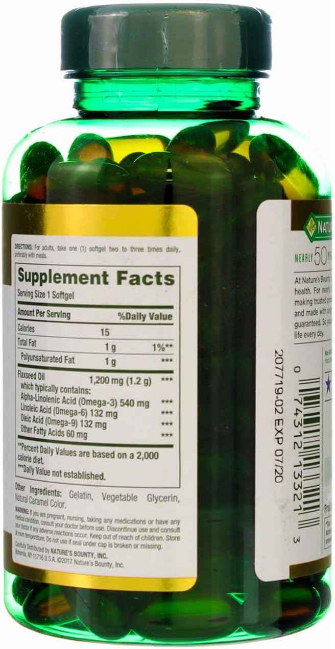 Flaxseed and Omega 3 Supplement for Heart Health - 1200mg Softgels, 125 ct by Nature's Bounty