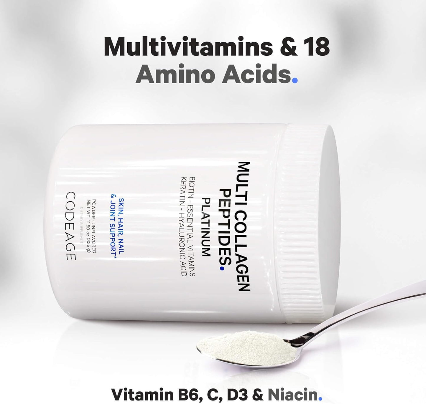 codeage-multi-collagen-protein-powder-with-biotin-keratin-vitamin-c-hyaluronic-acid-niacin---hydrolyzed-collagen-coffee-creamer---5-types---unflavored---non-gmo---115oz-5