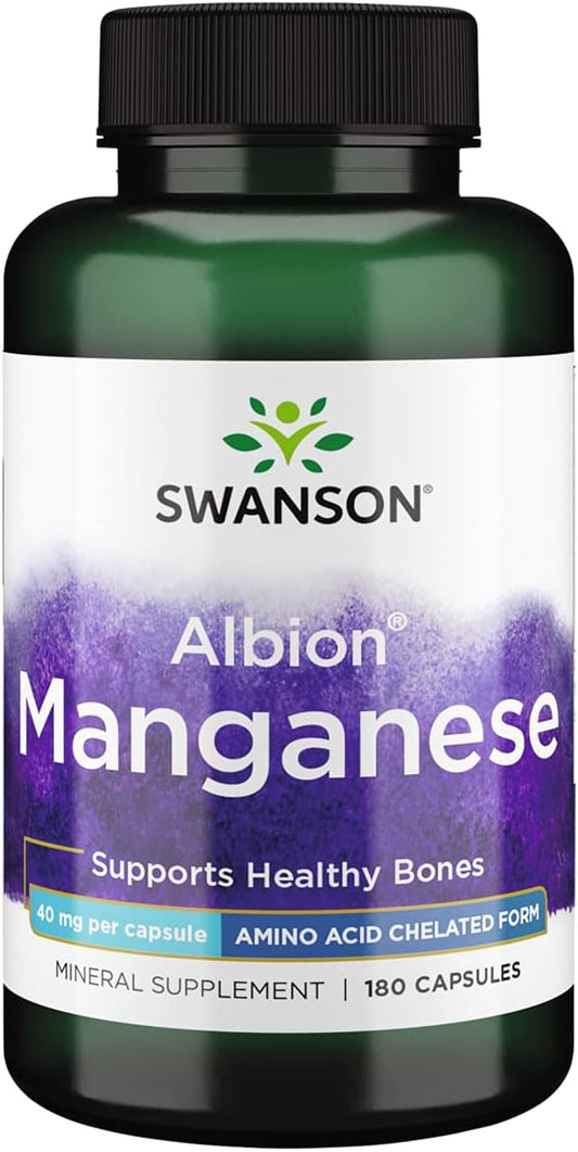 Albion Chelated Manganese Glycinate Capsules - 40mg, 180 Count by Swanson - Espot.com.au
