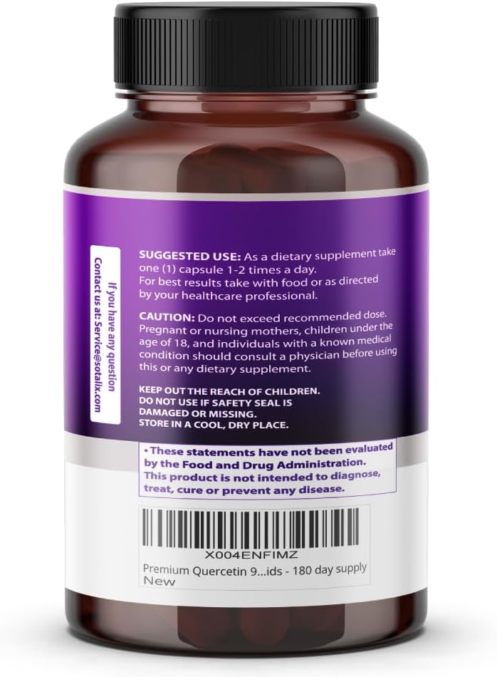 High Purity Quercetin 98% Supplement with Bromelain, Zinc, Vitamin D3, Elderberry - Immune Support for Adults & Kids - 180 Day Supply - Espot.com.au
