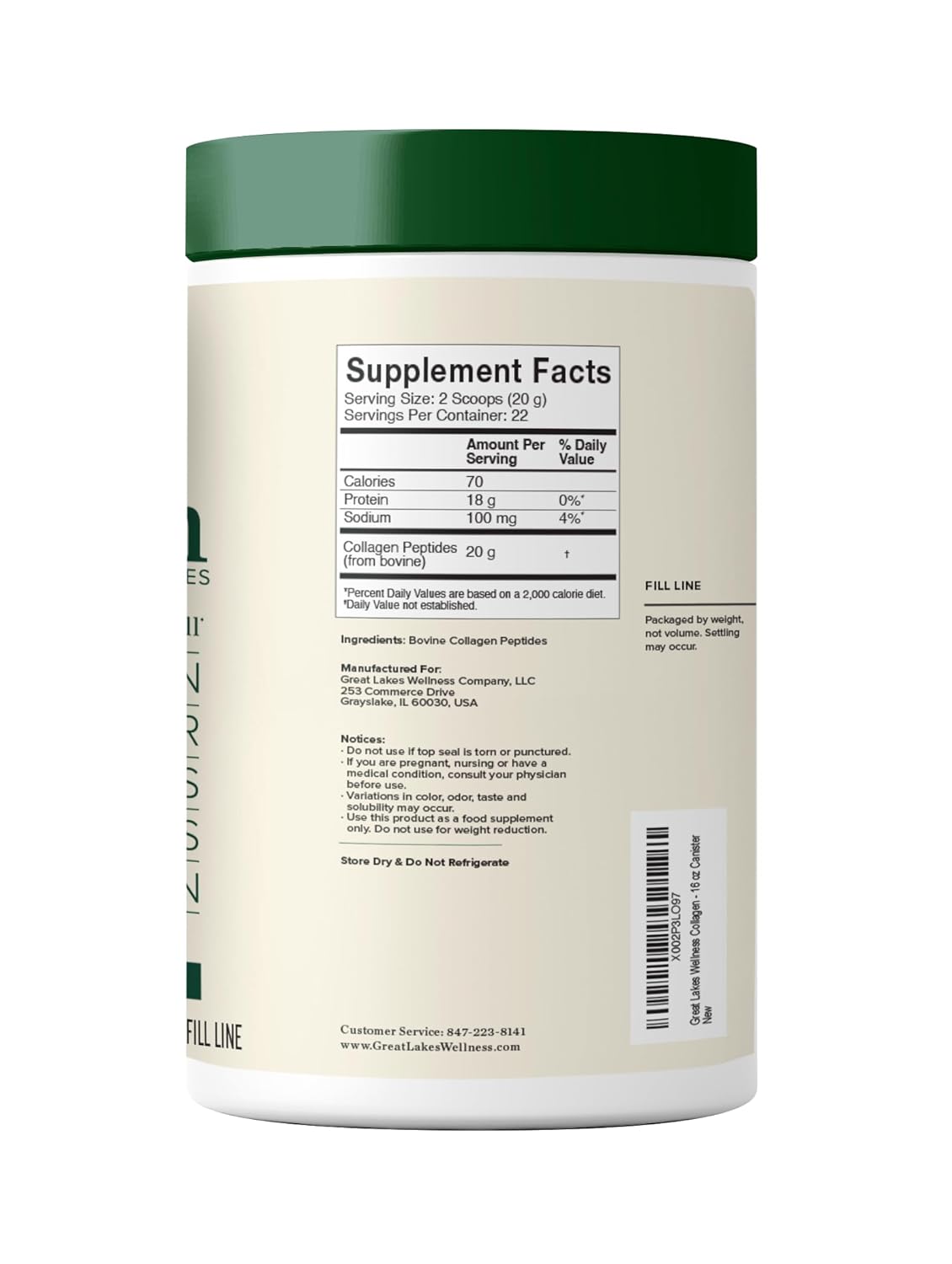 Premium Great Lakes Collagen Peptides Powder - Skin, Hair, Nails, Joint & Digestion Support - Unflavored Hydrolyzed Formula - Non-GMO, Keto, Kosher - 16oz - Espot.com.au