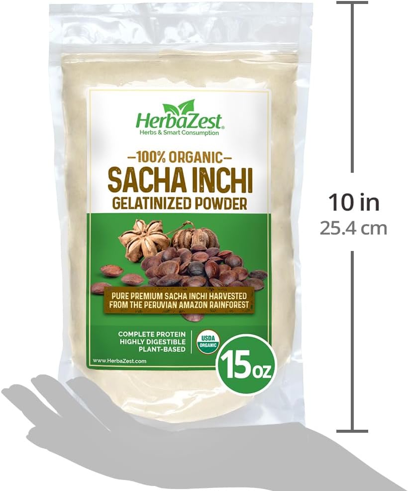 organic-herbazest-sacha-inchi-protein-powder---15oz---usda-certified-vegan-gluten-free---ideal-for-smoothies-baking-yogurt-hot-cereal-more-7