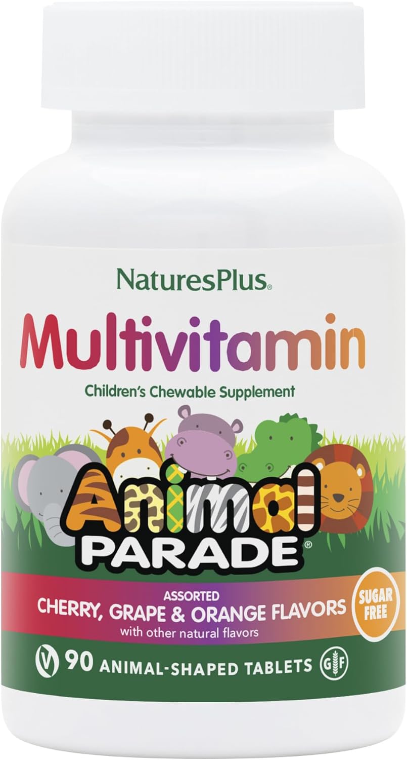 natures-plus-animal-parade-sugar-free-childrens-multivitamin-chewable-tablets---90-tablets-assorted-flavors---cherry-grape-orange---45-servings-1
