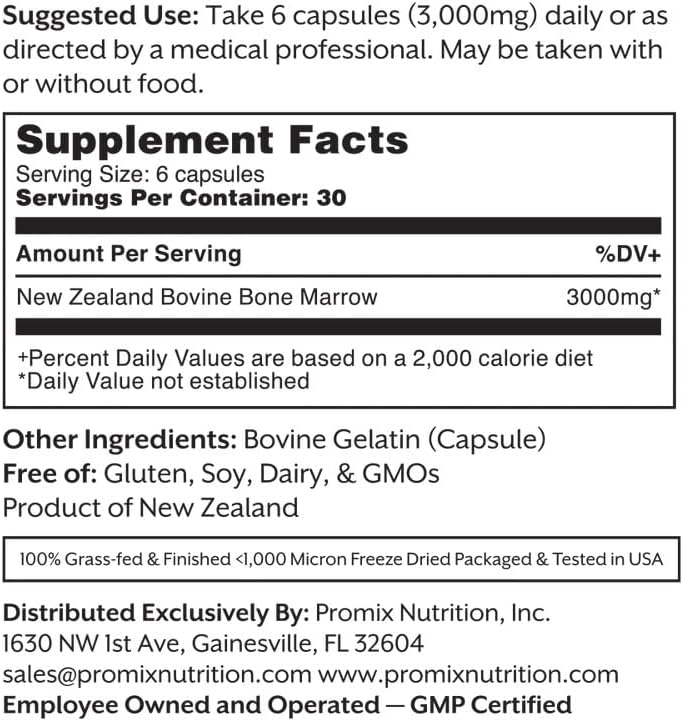 grass-fed-beef-bone-marrow-supplement-with-collagen-vitamins-minerals---180-gelatin-capsules---raw-freeze-dried---promix-nutrition-4