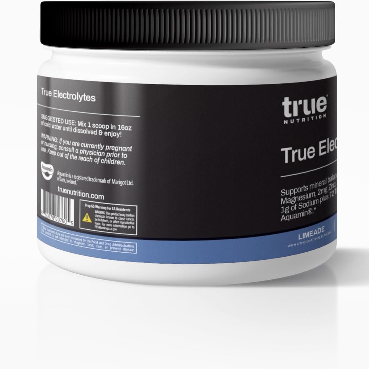 True Nutrition Electrolyte Hydration Supplement Drink Mix - Limeade Flavor | Supports Mineral Balance with Zinc, Potassium, Magnesium, Sodium | Aquamin® 72 Trace Sea Minerals | 5 Calories, 0g Sugar | 45 Servings - Espot.com.au