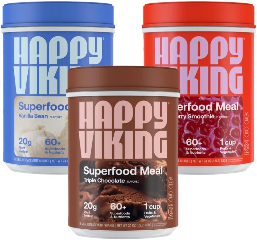 venus-williams-happy-viking-protein-powder-trio---chocolate-vanilla-strawberry---20g-protein-low-carb-keto-vegan-gluten-free---superfoods---complete-meal-replacement---3-canisters-24-oz-each-1