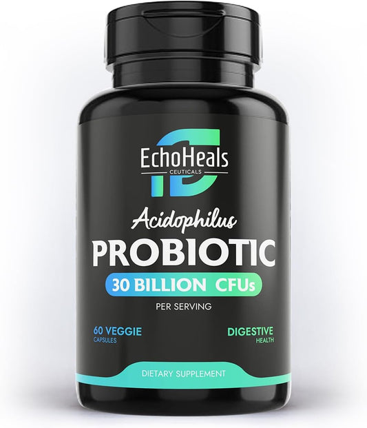 EchoHeals CEUTICALS Acidophilus Probiotic - 30 Billion CFUs for Digestive & Immune Health - 60 Capsules - Espot.com.au