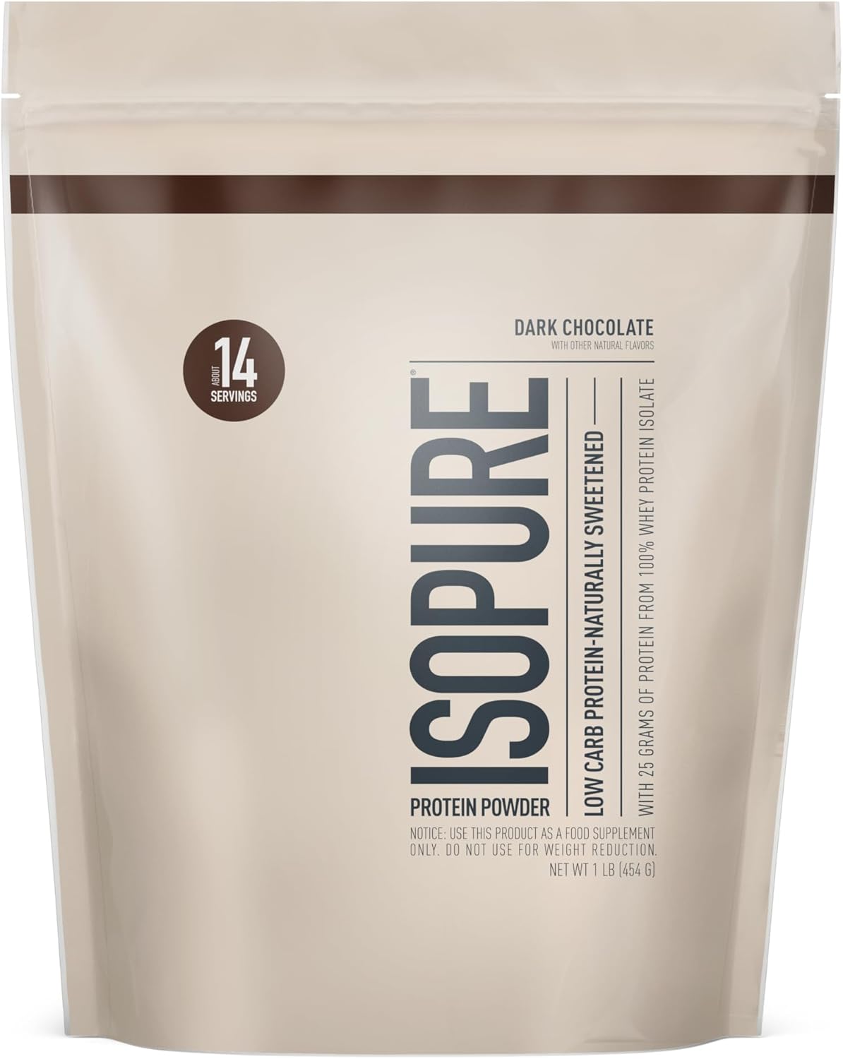 Isopure Low Carb Whey Isolate Protein Powder - Dark Chocolate Flavor - 25g Protein Per Serving - 1 Lb - Gluten & Lactose Free - With Vitamins - 14 Servings - Espot.com.au