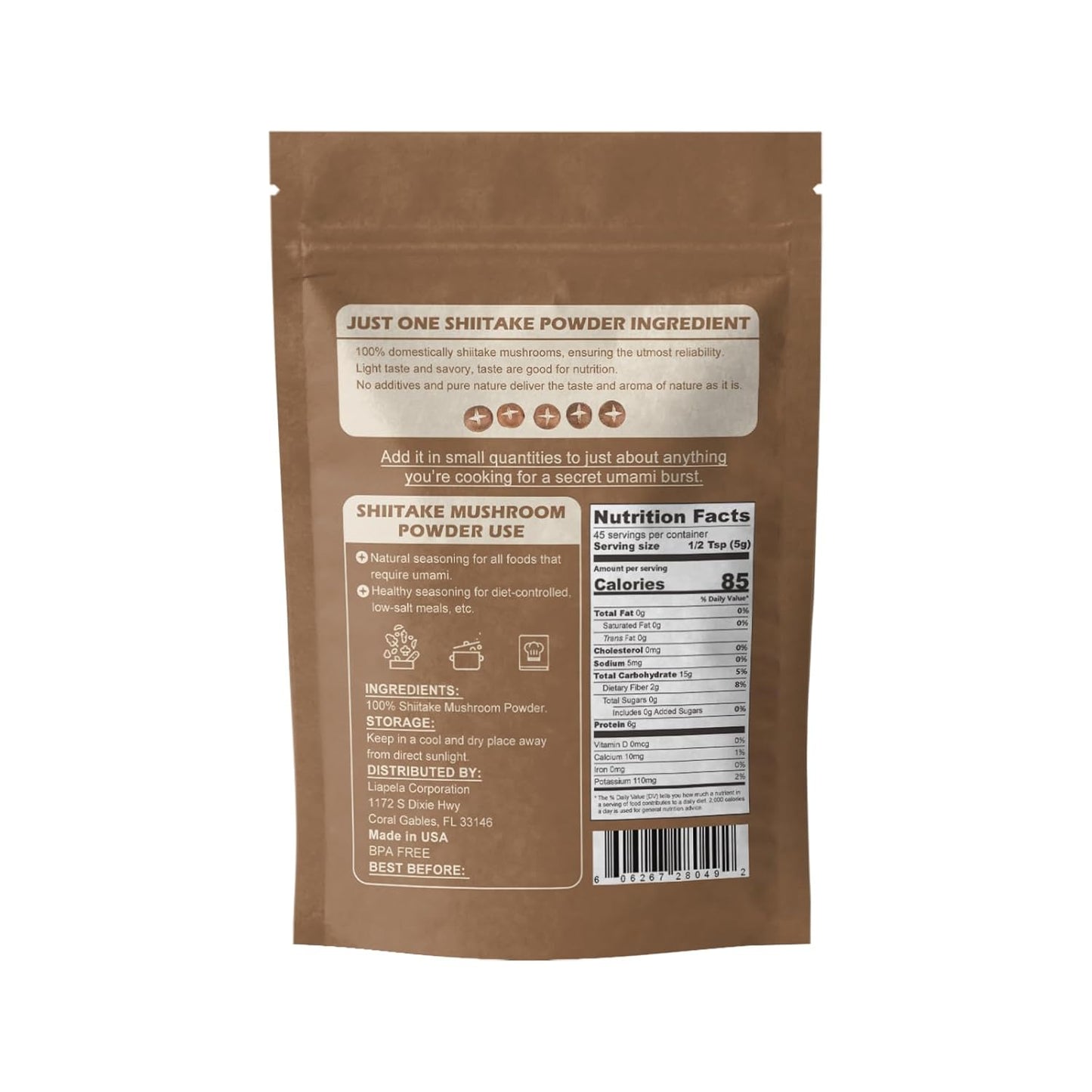 Shiitake Mushroom Powder 8 Oz - Gluten-Free, Non-GMO, No Additives - Ideal for Sauce, Soup, Mushroom Coffee - 227g - Espot.com.au