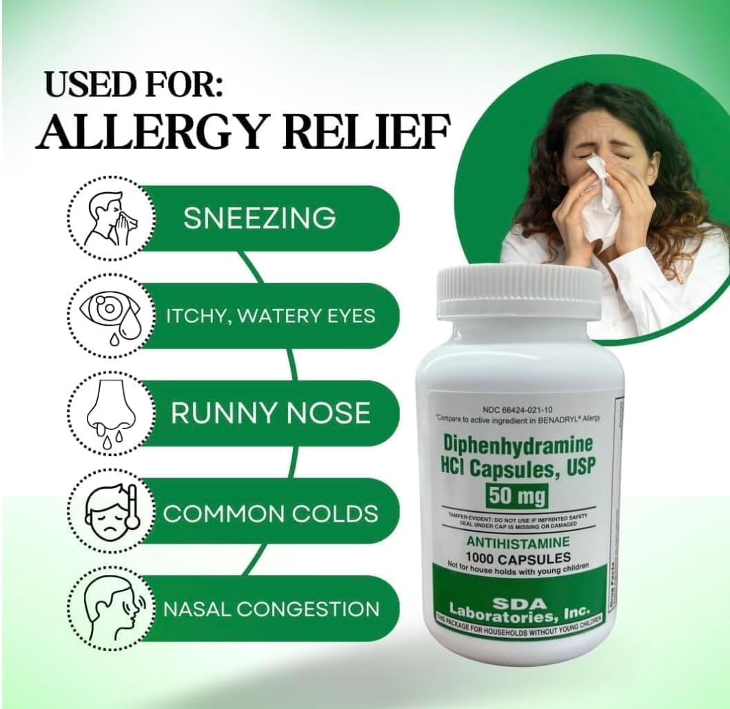sda-laboratories-diphenhydramine-50mg-allergy-relief---fast-acting-antihistamine-for-indoor-outdoor-symptoms---1000-count-bottle-8