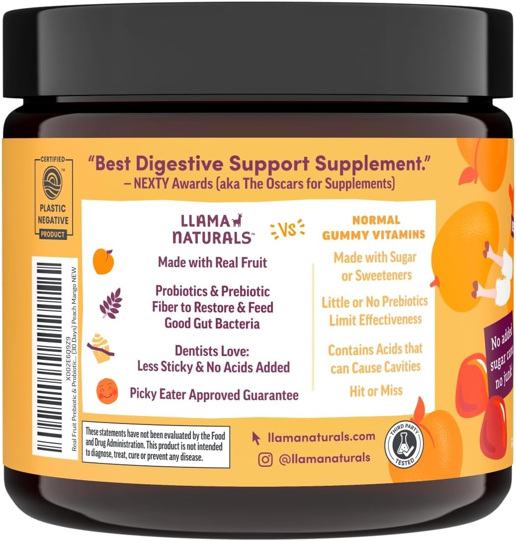 vegan-organic-kids-gummies-with-prebiotic-probiotic-for-digestive-health---peach-mango-flavor-120-ct---2-4-months-supply---no-added-sugar-cane---llama-naturals-6